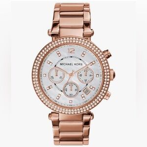 Michael Kors-Parker Chronograph Glitz Mother of Pearl Dial & Crystal Bezel Watch